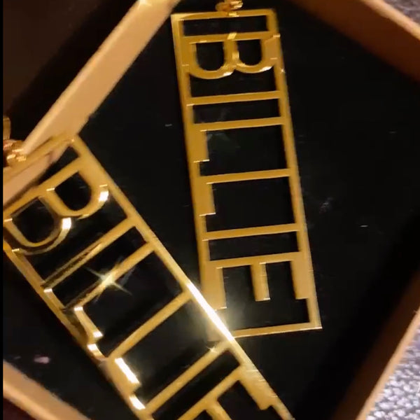 Vertical Name Earrings