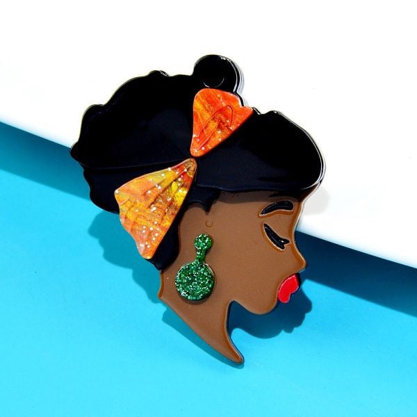 My-Asia Black Women Brooch