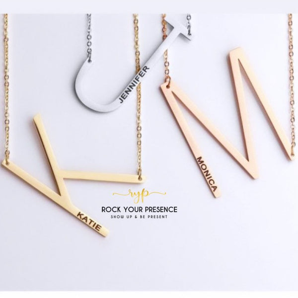 Sideways Initial Letter Necklace
