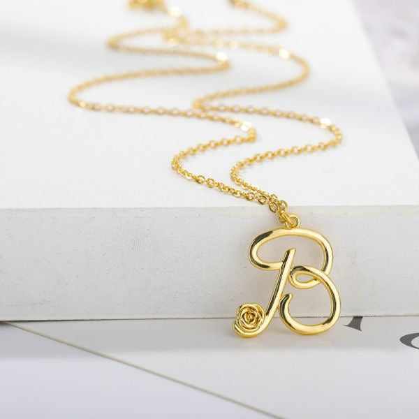 Rose Initial Necklace