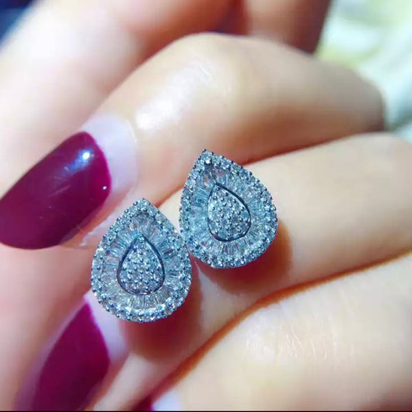 Tear Drop Baguette Studs