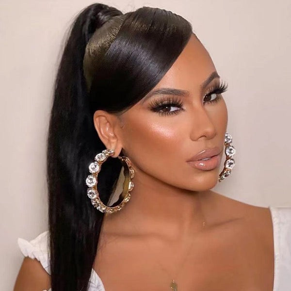 Rhinestone  Statement Hoops