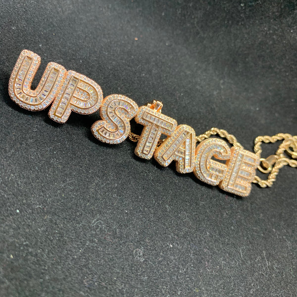 Rosegold Baguette Drip Necklace (One Name)
