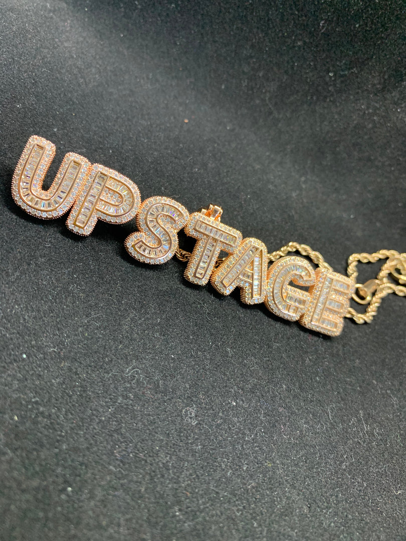 Rosegold Baguette Drip Necklace (One Name)