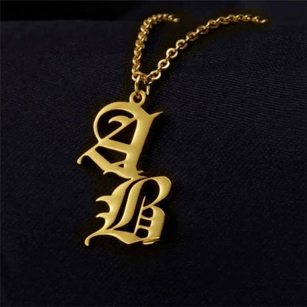 Old English 2 Initial Necklace