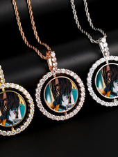 Rotating Double-Sided Medallion Picture Necklace